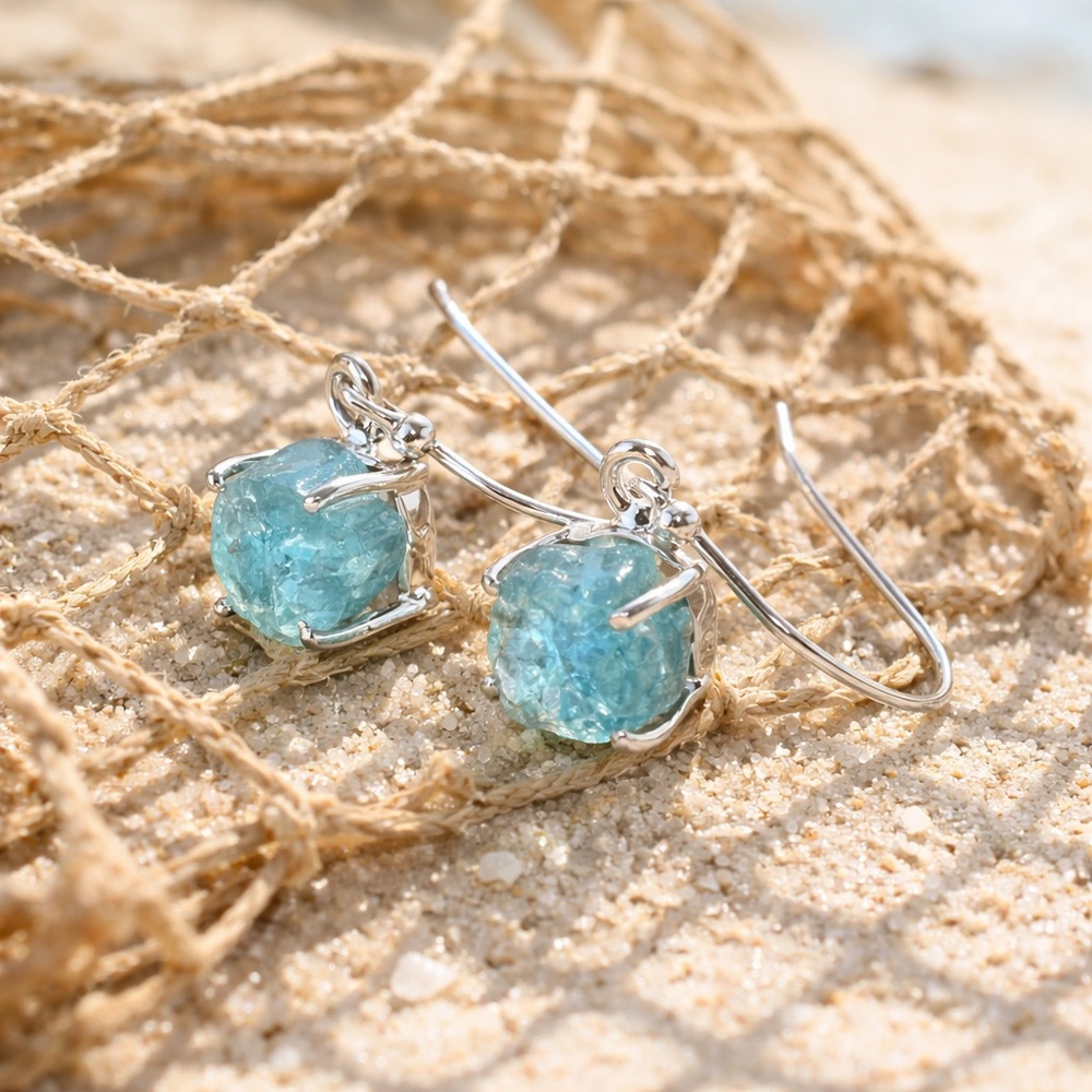 Neon Blue Apatite Earrings
